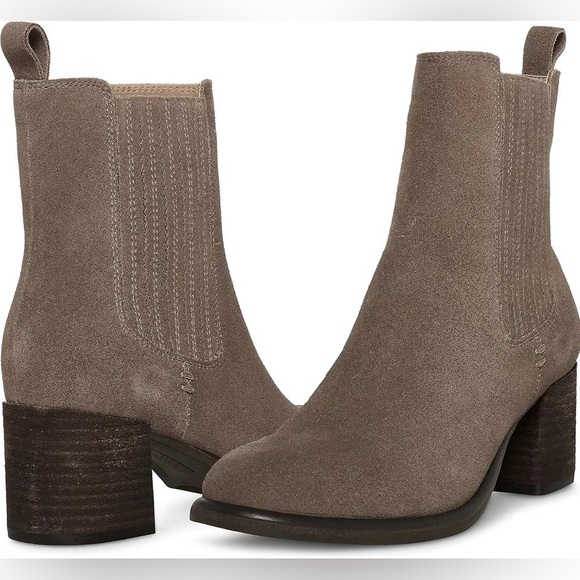 New Blondo Waterproof Sonali Ankle Boot Dark Taupe Suede Stacked Heel Sz 6 - Picture 1 of 15